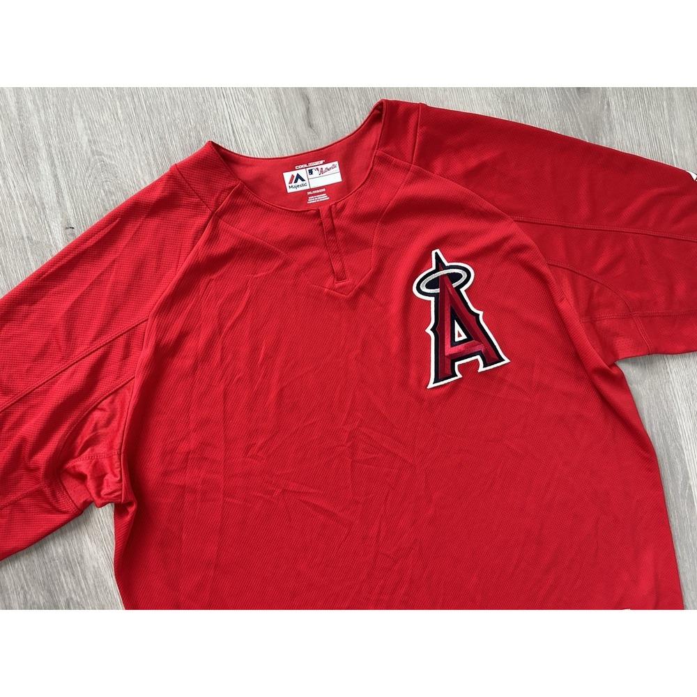 Los Angeles Angels Training MLB Majestic Cool Base Jersey Red Mens Size 2XL